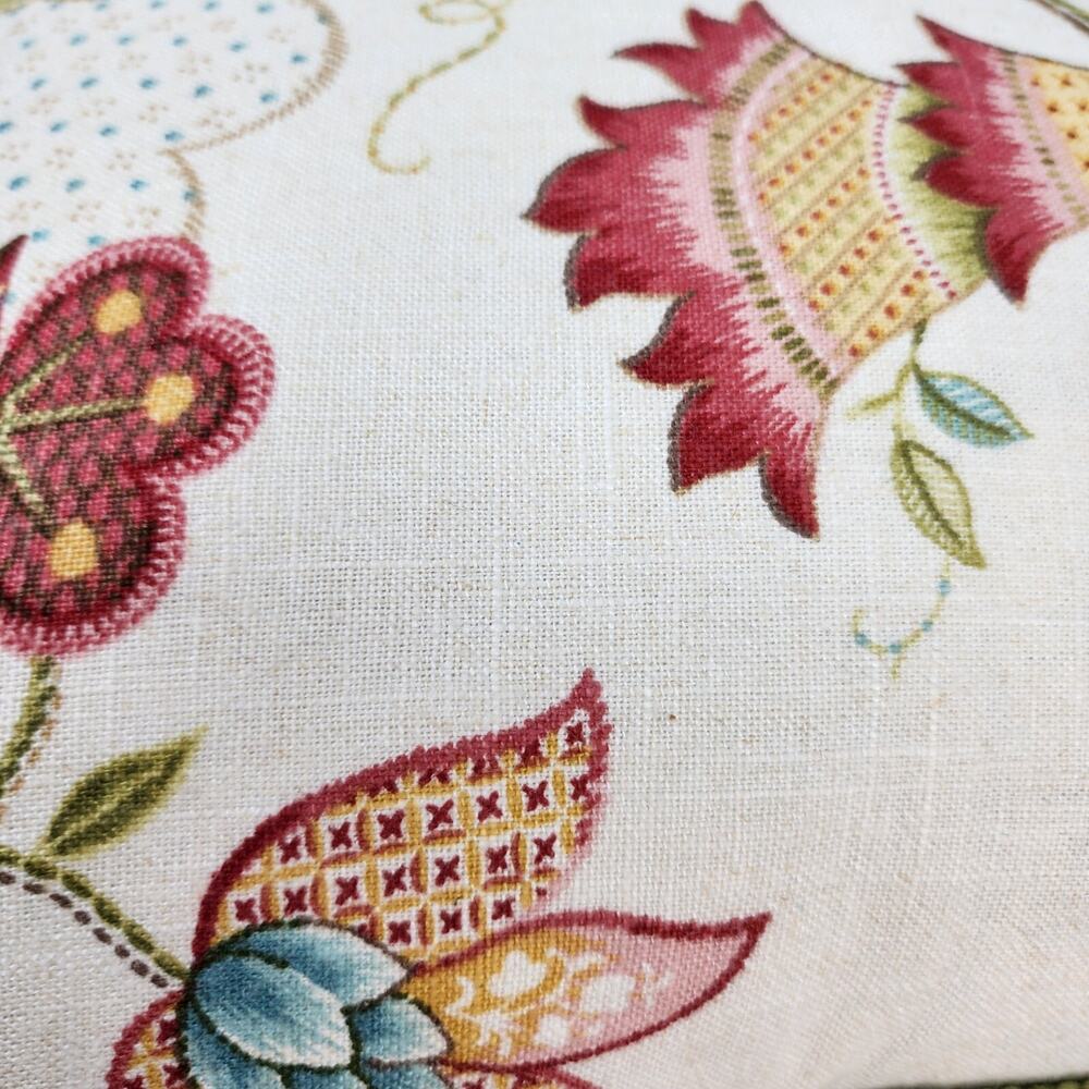 Arhaus P. Kaufmann Green Floral Throw Pillow 12x17 Rectangular Cotton w Insert - Picture 4 of 10